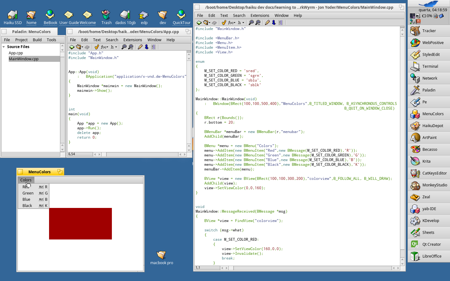 Haiku R1/beta1 - The Paladin IDE