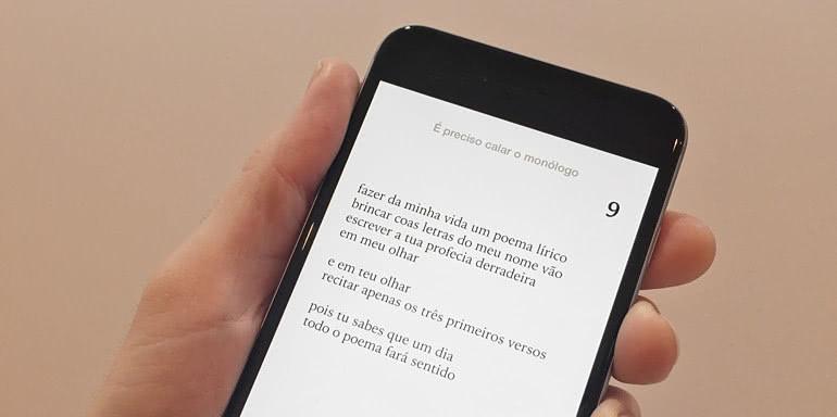 Poetry e-book on a smartphone