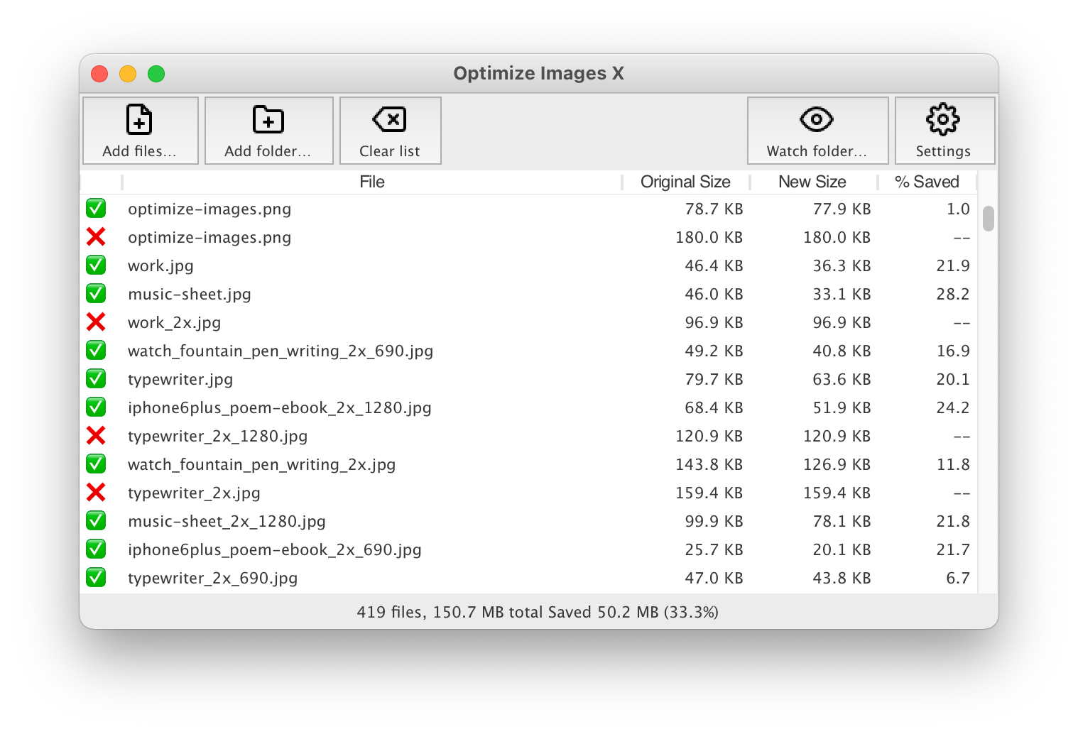 Optimize Images X